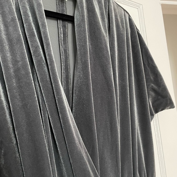 Sage green velour draped jumpsuit - Picture 2 of 11